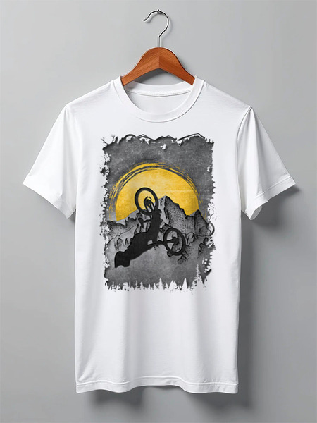 Заказать мужскую футболку в Москве. Футболка классическая Rider MTB от oneredfoxstore@gmail.com - готовые дизайны и нанесение принтов.