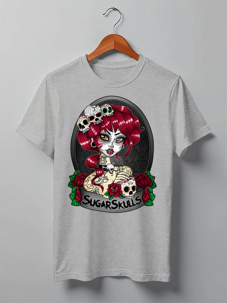 Заказать мужскую футболку в Москве. Футболка классическая Sugar skull girl от Leichenwagen - готовые дизайны и нанесение принтов.