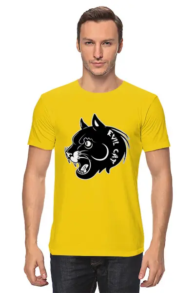 Заказать мужскую футболку в Москве. Футболка классическая Злой кот от svetlanas - готовые дизайны и нанесение принтов.
