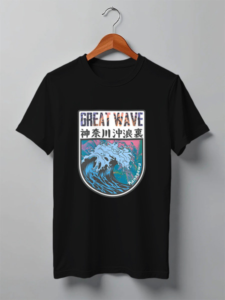 Заказать мужскую футболку в Москве. Футболка классическая Great Wave off Aesthetic от Павел Павел - готовые дизайны и нанесение принтов.
