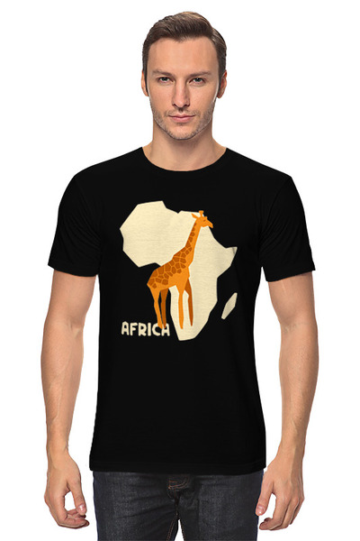 Заказать мужскую футболку в Москве. Футболка классическая Африканский жираф от skynatural - готовые дизайны и нанесение принтов.