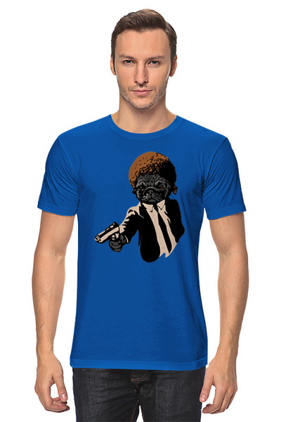 Заказать мужскую футболку в Москве. Футболка классическая Мопс с пистолетом от skynatural - готовые дизайны и нанесение принтов.