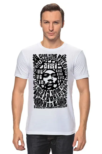 Заказать мужскую футболку в Москве. Футболка классическая Jimi Hendrix от Leichenwagen - готовые дизайны и нанесение принтов.