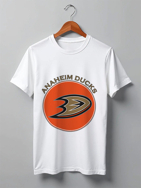 Заказать мужскую футболку в Москве. Футболка классическая Anaheim Ducks от kspsshop - готовые дизайны и нанесение принтов.