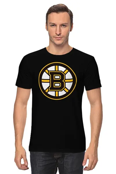Заказать мужскую футболку в Москве. Футболка классическая Boston Bruins от Сергей Дульнев - готовые дизайны и нанесение принтов.