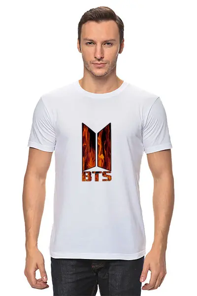 Заказать мужскую футболку в Москве. Футболка классическая Группа BTS от THE_NISE  - готовые дизайны и нанесение принтов.