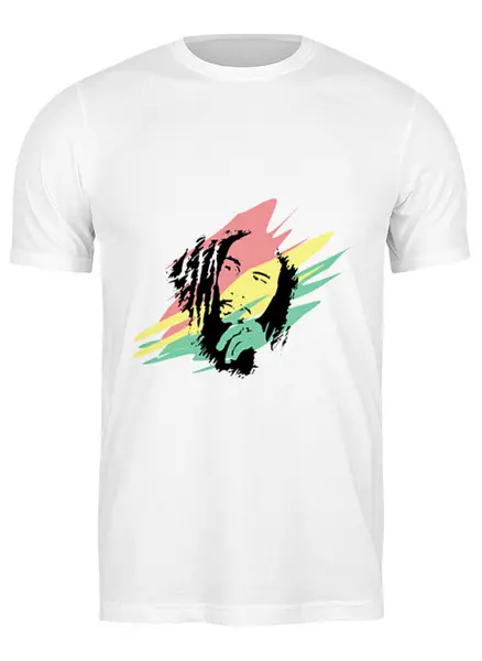 Заказать мужскую футболку в Москве. Футболка классическая Боб Марли Арт от MariYang  - готовые дизайны и нанесение принтов.