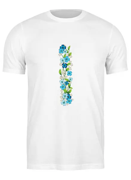 Заказать мужскую футболку в Москве. Футболка классическая Голубые цветы от Виктор Гришин - готовые дизайны и нанесение принтов.