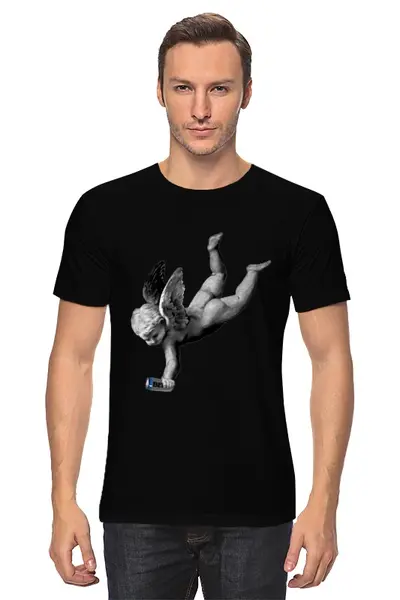 Заказать мужскую футболку в Москве. Футболка классическая Ангел Хранитель от pangeaaffair - готовые дизайны и нанесение принтов.