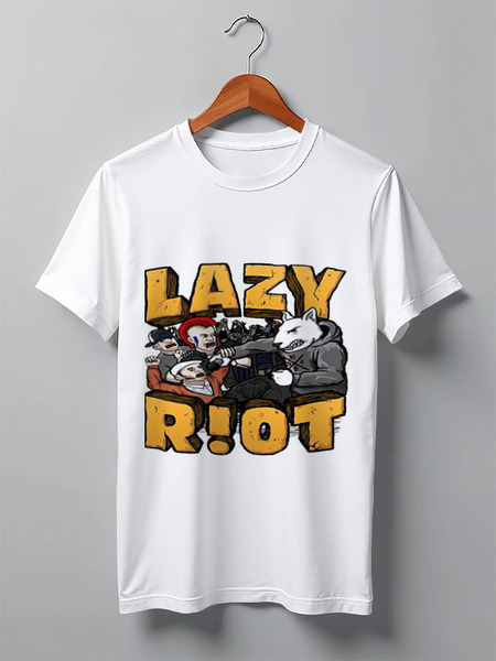 Заказать мужскую футболку в Москве. Футболка классическая Lazy riot от Серега Шнайдер - готовые дизайны и нанесение принтов.