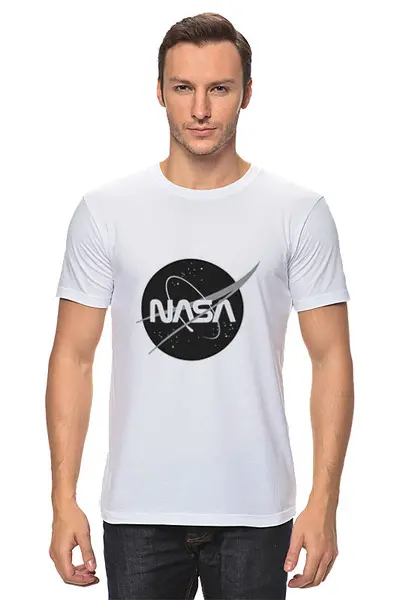 Заказать мужскую футболку в Москве. Футболка классическая Знак NASA от THE_NISE  - готовые дизайны и нанесение принтов.