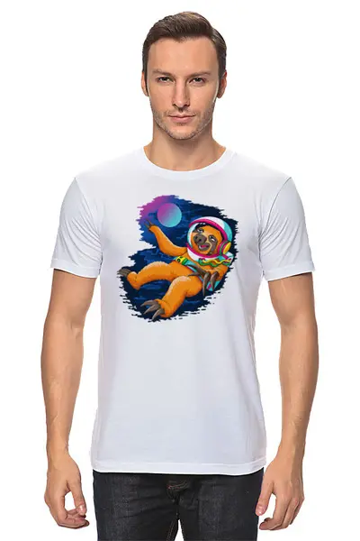 Заказать мужскую футболку в Москве. Футболка классическая ☄ Sloth in Space ☄ от balden - готовые дизайны и нанесение принтов.