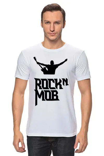 Заказать мужскую футболку в Москве. Футболка классическая Rocknmob - видеооператор (Черные принты) от accs@rocknmob.com - готовые дизайны и нанесение принтов.
