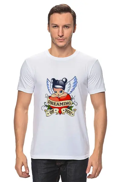 Заказать мужскую футболку в Москве. Футболка классическая Мечтаю о тебе от zen4@bk.ru - готовые дизайны и нанесение принтов.