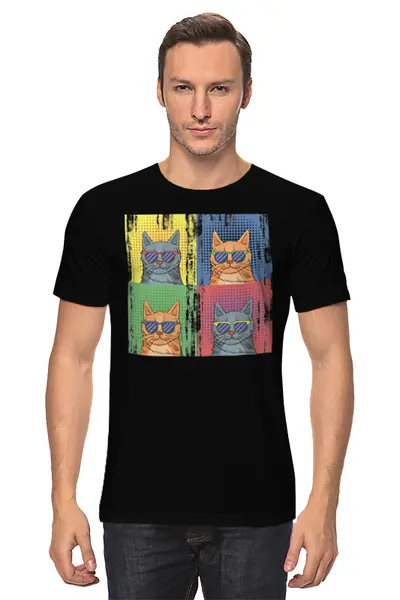 Заказать мужскую футболку в Москве. Футболка классическая Cats Here от oneredfoxstore@gmail.com - готовые дизайны и нанесение принтов.