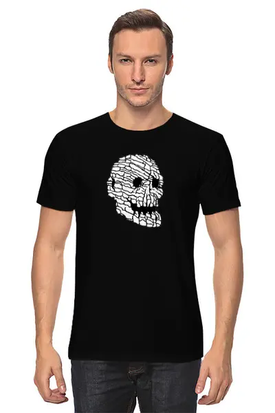 Заказать мужскую футболку в Москве. Футболка классическая ROCK SKULL от cooldesign  - готовые дизайны и нанесение принтов.
