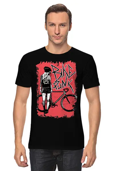 Заказать мужскую футболку в Москве. Футболка классическая Bike Punk от oneredfoxstore@gmail.com - готовые дизайны и нанесение принтов.