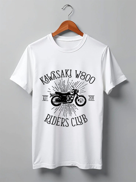 Заказать мужскую футболку в Москве. Футболка классическая Kawasaki W800 Riders Club от madwheelz - готовые дизайны и нанесение принтов.