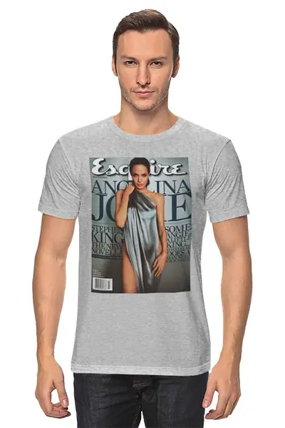 Заказать мужскую футболку в Москве. Футболка классическая Esquire / Angelina Jolie от KinoArt - готовые дизайны и нанесение принтов.