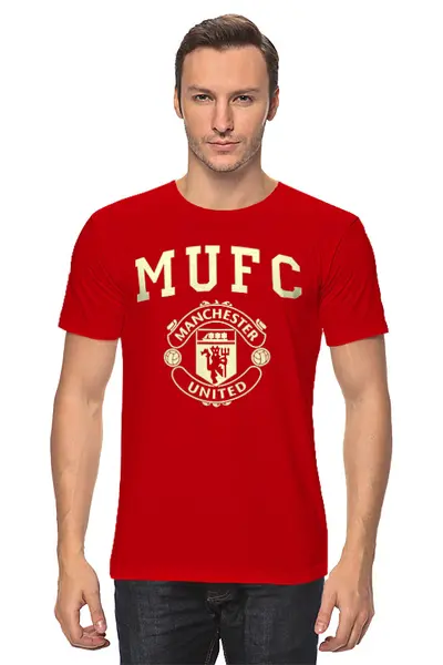 Заказать мужскую футболку в Москве. Футболка классическая Манчестер Юнайтед от geekbox - готовые дизайны и нанесение принтов.