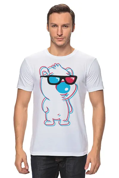 Заказать мужскую футболку в Москве. Футболка классическая Медведь 3D от trugift - готовые дизайны и нанесение принтов.