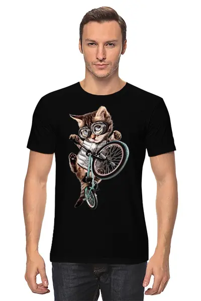 Заказать мужскую футболку в Москве. Футболка классическая Кот BMX от Xieros - готовые дизайны и нанесение принтов.
