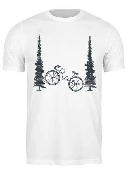 Заказать мужскую футболку в Москве. Футболка классическая Mountain Bike от oneredfoxstore@gmail.com - готовые дизайны и нанесение принтов.