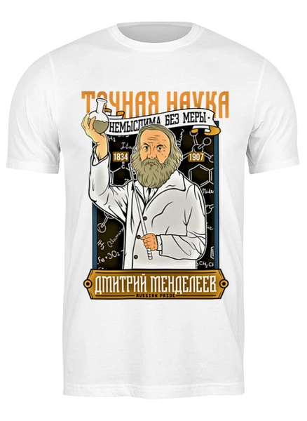 Заказать мужскую футболку в Москве. Футболка классическая Менделеев  от Print design  - готовые дизайны и нанесение принтов.
