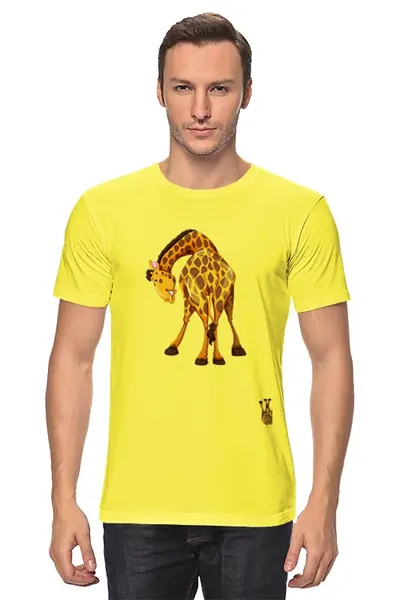Заказать мужскую футболку в Москве. Футболка классическая жираф от nadegda - готовые дизайны и нанесение принтов.