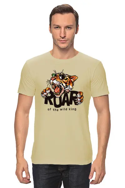 Заказать мужскую футболку в Москве. Футболка классическая Тигр в очках от T-shirt print  - готовые дизайны и нанесение принтов.