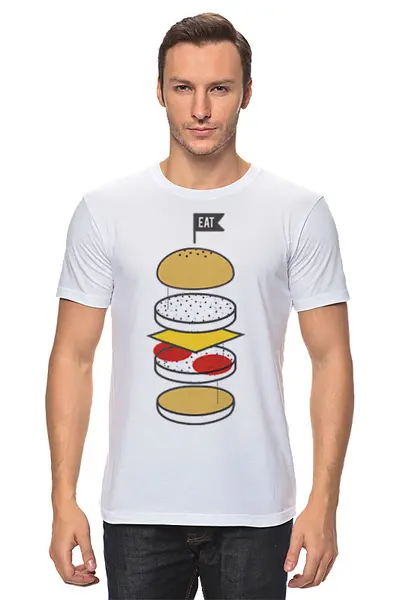 Заказать мужскую футболку в Москве. Футболка классическая Burger от megashmot - готовые дизайны и нанесение принтов.