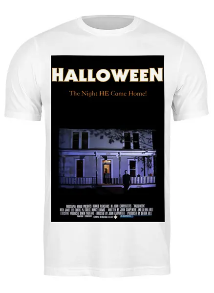 Заказать мужскую футболку в Москве. Футболка классическая Хэллоуин / Halloween от kino.printio.ru - готовые дизайны и нанесение принтов.