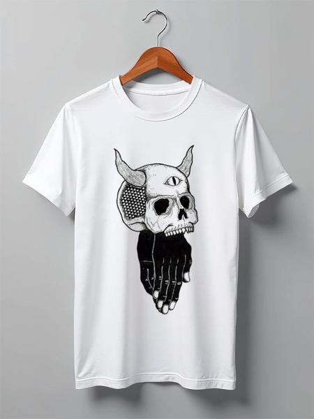 Заказать мужскую футболку в Москве. Футболка классическая Череп от YellowCloverShop - готовые дизайны и нанесение принтов.