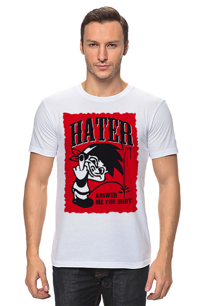 Заказать мужскую футболку в Москве. Футболка классическая Hater от Djimas Leonki - готовые дизайны и нанесение принтов.