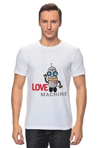 Заказать мужскую футболку в Москве. Футболка классическая Love machine от Петр Золотухин - готовые дизайны и нанесение принтов.