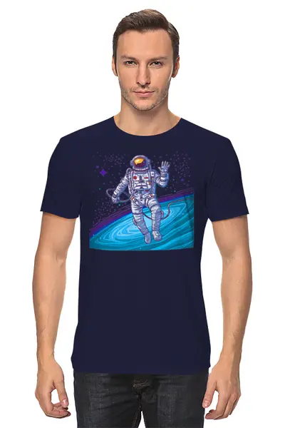 Заказать мужскую футболку в Москве. Футболка классическая Astronaut от balden - готовые дизайны и нанесение принтов.