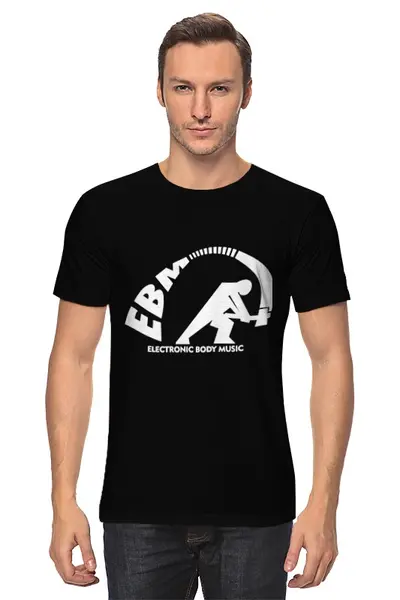 Заказать мужскую футболку в Москве. Футболка классическая EBM / Electronic Body Music от OEX design - готовые дизайны и нанесение принтов.