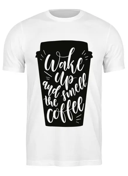 Заказать мужскую футболку в Москве. Футболка классическая Wake up and smell the coffee от illunovart  - готовые дизайны и нанесение принтов.