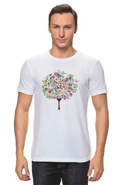 Заказать мужскую футболку в Москве. Футболка классическая Дерево любви от solntse - готовые дизайны и нанесение принтов.