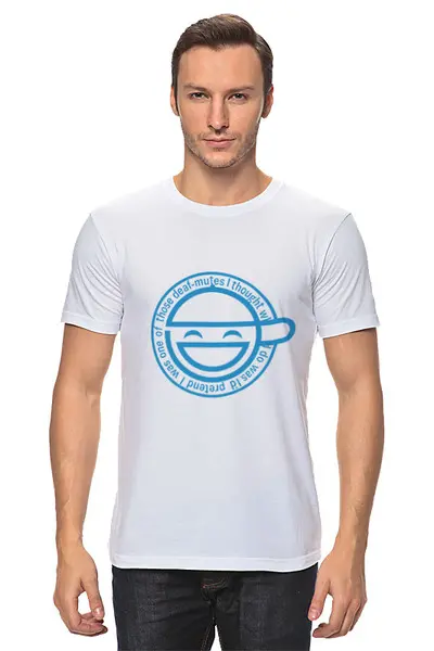 Заказать мужскую футболку в Москве. Футболка классическая Смеющийся человек от GeekFox  - готовые дизайны и нанесение принтов.