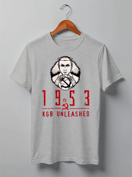 Заказать мужскую футболку в Москве. Футболка классическая KGB Russia от Leichenwagen - готовые дизайны и нанесение принтов.