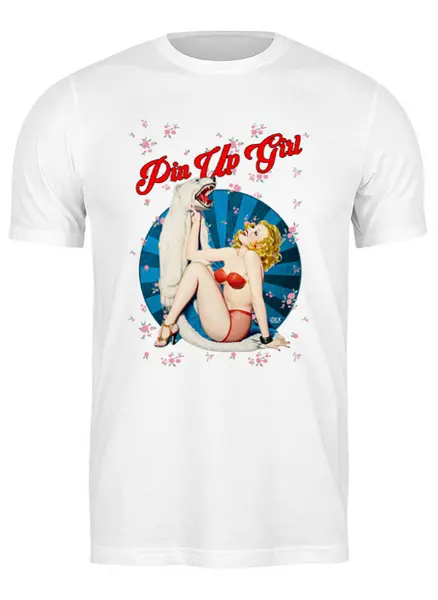 Заказать мужскую футболку в Москве. Футболка классическая Pin Up Girl от OEX design - готовые дизайны и нанесение принтов.