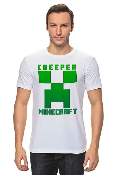 Заказать мужскую футболку в Москве. Футболка классическая Майнкрафт от balden - готовые дизайны и нанесение принтов.