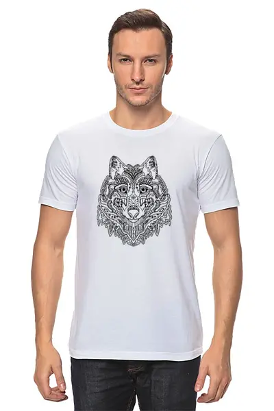 Заказать мужскую футболку в Москве. Футболка классическая арт-волк от Markov - готовые дизайны и нанесение принтов.