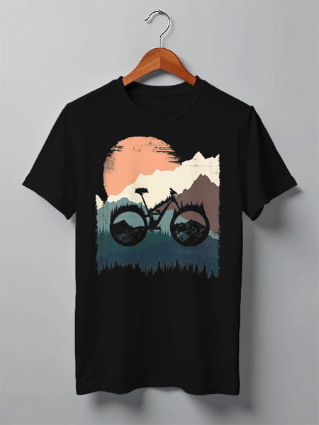 Заказать мужскую футболку в Москве. Футболка классическая Mountain Bike от oneredfoxstore@gmail.com - готовые дизайны и нанесение принтов.