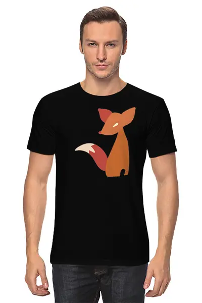 Заказать мужскую футболку в Москве. Футболка классическая Fox Here от oneredfoxstore@gmail.com - готовые дизайны и нанесение принтов.