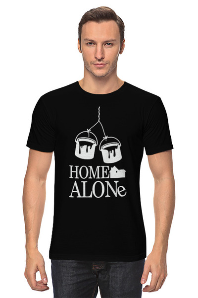 Заказать мужскую футболку в Москве. Футболка классическая Home alone от skynatural - готовые дизайны и нанесение принтов.