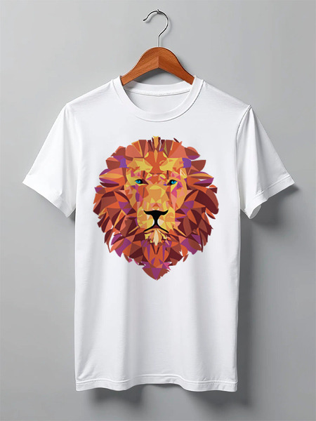 Заказать мужскую футболку в Москве. Футболка классическая Лев (Lion) от trugift - готовые дизайны и нанесение принтов.