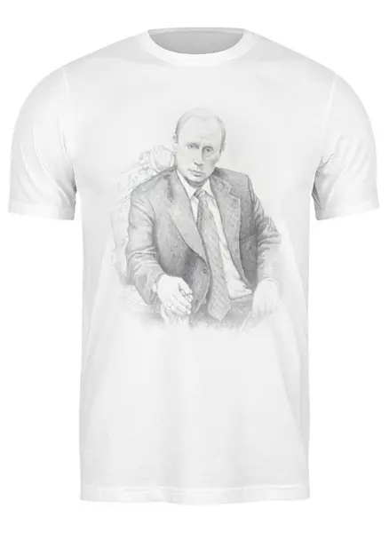 Заказать мужскую футболку в Москве. Футболка классическая Патриотичная с Путиным от qlllp.ru - готовые дизайны и нанесение принтов.