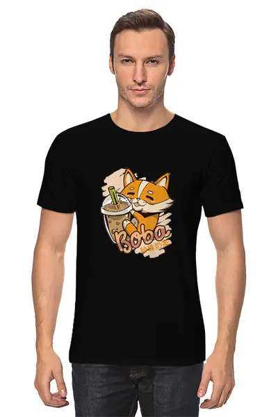 Заказать мужскую футболку в Москве. Футболка классическая Corgi Boba от Павел Павел - готовые дизайны и нанесение принтов.